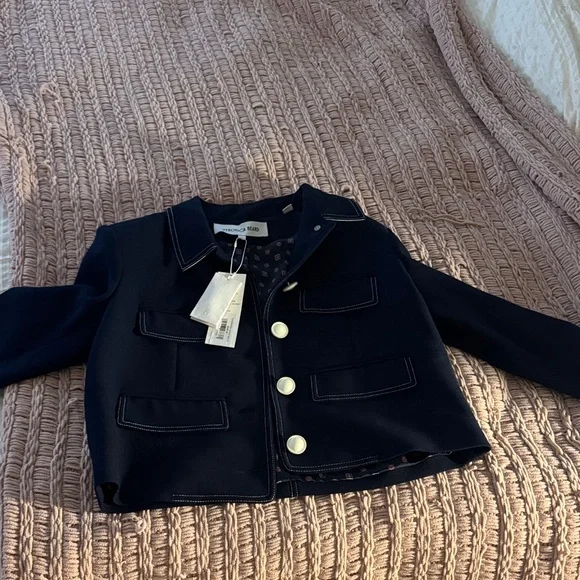 Veronica Beard Dark Blue Blazer with Light Stitching - Picture 4 of 4